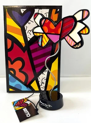 Romero Britto Flying Heart Wings Figurine On Base - NEW -