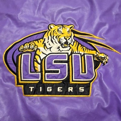 Vintage LSU Tigers Steve & Barry's Purple Yellow Varsity Jacket