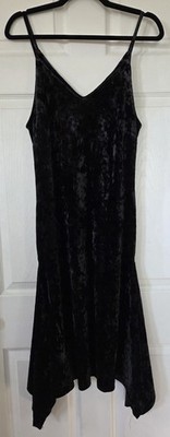 LEITH Black Crushed Velvet Dress Sleeveless Flared Hem Witchy Whimsygoth Size S