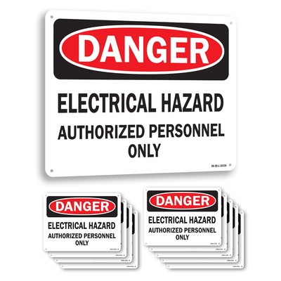 Electrical Hazard Authorized Personnel Only OSHA Danger Sign, Decal 5 or 10 Pack
