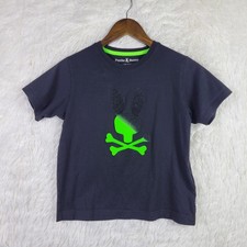 Psycho Bunny Kids Black/Green Graphic Bunny T-Shirt Medium 10-12 Casual