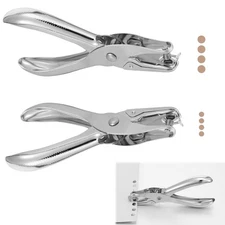 1/4” Hole Punch and 1/8” Small Single Punch, 8 Sheet Capacity Silver 