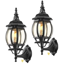 VIANIS Dusk to Dawn LED Outdoor Lighting Wall Lanterns for Porch 2 Packs