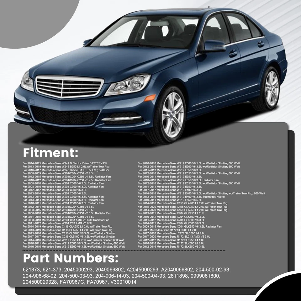 Radiator Cooling Fan For 2010-2014 Mercedes-Benz C250 C300 C350 C63 AMG GLK350·# - Imagem 2 de 4