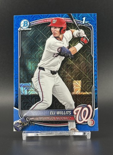 2025 Bowman Draft Chrome Eli Willits 1st Blue Mega Box Refractor /150 Nationals