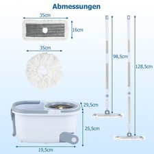 Northix Mop and Bucket Set with Wringer 360 Rotation Dual Heads Microfibre Blue