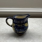 Blue & Beige Grapes Pattern Glossy Ceramic Creamer Pitcher w/ Handle — photo 3