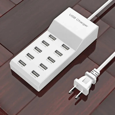 10-Port Multi USB C Charger Station Wall Type C Fast Charging Adapter For iPhone