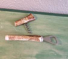 Vintage Loerdal Norway Antler Handle Bottle Opener Corkscrew Set Stag Horn 