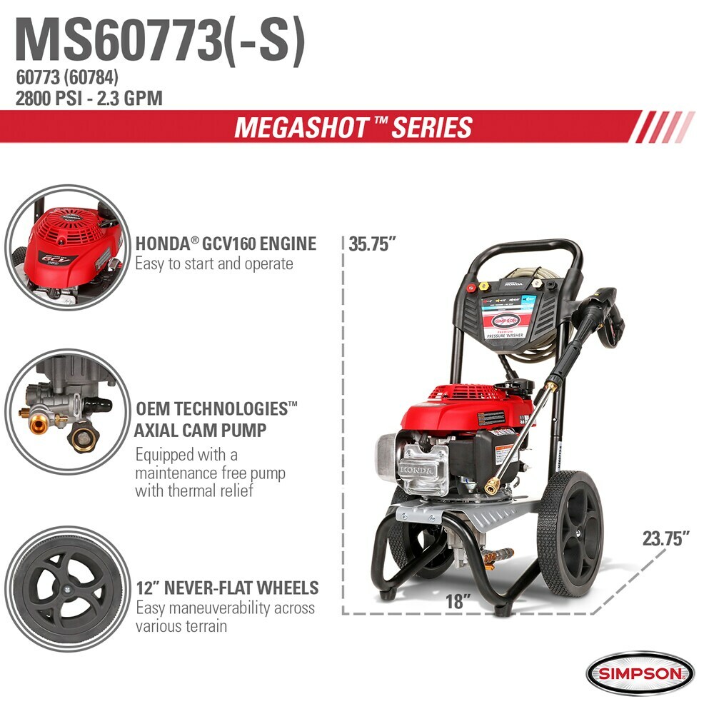 Simpson MegaShot 2800 PSI 2.3 GPM - Gas 