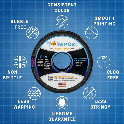 3D Innovators 3D Printer PLA Filament 1.75mm 1KG/2.2LB - Picture 84 of 91