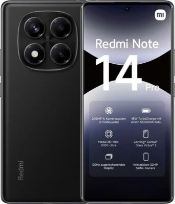 Xiaomi Redmi Note 14 Pro Midnight Black 256GB Differenzbesteuert