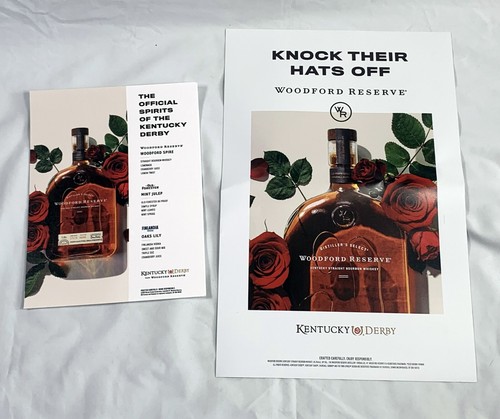 Woodford Reserve Kentucky Derby Bourbon Advertising Window Cling Cardboard Sign - Picture 2 of 3