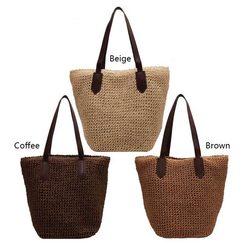 Women Handbag Bohemian Straw Armpit Bag Large Woven Crochet Tote Bag Lady Purses - Picture 8 of 21