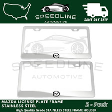 X2 Mazda Logo Chrome Stainless Steel License Plate Frame Holder Metal Us