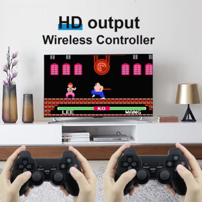 HDMI 4K TV Game Stick Console Built in 64GB 20000+Retro Games+2 Wireless Gamepad
