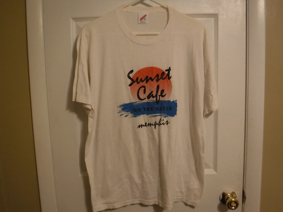FC8 VTG 80s JERZEES USA Made Sunset Cafe On the Water Memphis TN T 