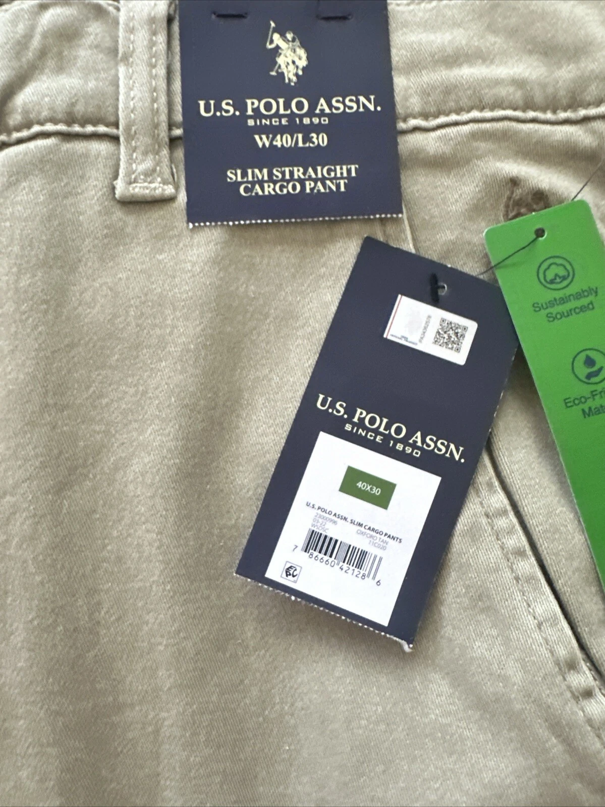 U.S. Polo Assn. 40x30 Men's Slim Straight Cargo Pant.NWT