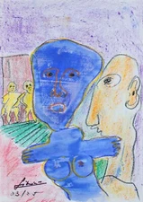 Jean-Louis Simonin - Original Drawing - Pastel - Voyeurs