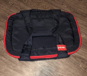 Details About Pyrex Portables Carrying Case 3 Qt Oblong Bag Red Navy 16 X 10 Insulated