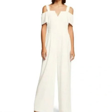 NWT Eliza J Ivory Off the Shoulder Jumpsuit size 8 Evening Bridal Vacation