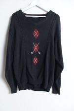 Maine New England Mens V Neck Argyle Golf Jumper - Blue - Size XL m4 