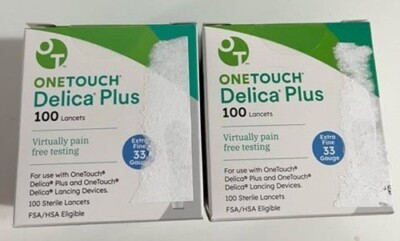 BRAND NEW~(2) 100 COUNT~ONE TOUCH DELICA PLUS~EXTRA FINE 33~BOTH EXP 2029