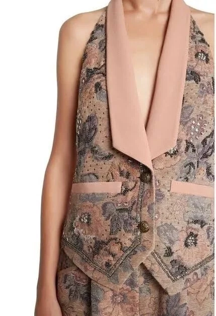 NWOT SASS & BIDE "Past Times" Embellished Tapestry Waistcoat Vest Size 6 - $550 - Image 2 of 4