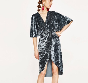 zara blue wrap dress