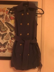 navy blue dress with gold buttons
