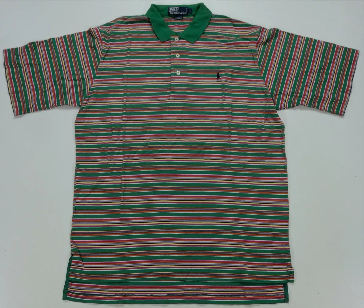 Rare Vintage POLO RALPH LAUREN Small Pony Striped Polo Shirt 90s 2000s Preppy L