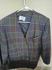 Kasper Houndstooth Colorful Blazer Jacket Wool Vintage Women's Size 16