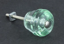 (5 Pack) 1-1/8 inch Glass Barrel Knob Coke Bottle Green