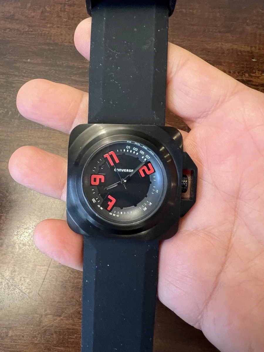 Heavy Converse Overtime Black Ion Stainless Steel Case Square Sport Men s Watch