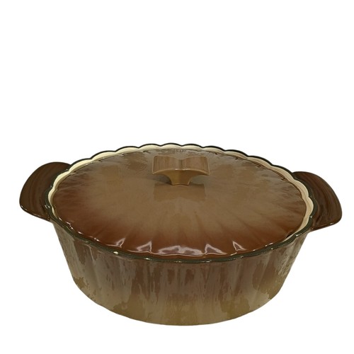 Technique Cast Iron Dutch Oven Oval Enameled Brown W/ Bow Tie Lid Cookware - Picture 3 of 20