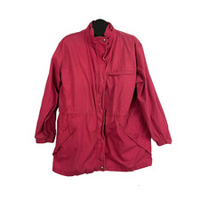 Vtg Cottage Essentials Soft Red Rain Jacket Medium Snap Closure Women's