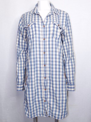 maison scotch shirt dress Maison Scotch Depuis 3 Small Long Sleeve Tunic Shirt Dress Blue Off White