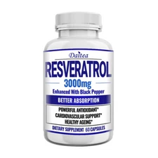 Resveratrol Capsules 3000mg Anti-Aging Antioxidants, Radiant Skin 30/60/120ct