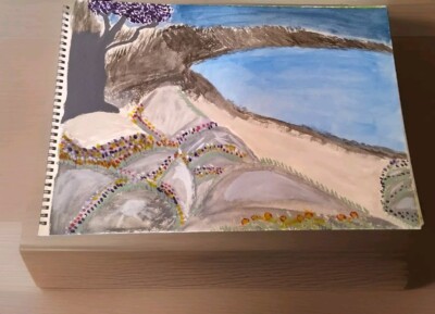 Aquarell auf Papier Meereslandschaft Gemälde