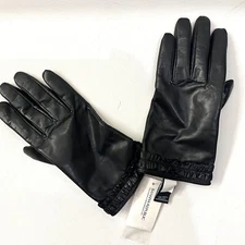 NWT Banana Republic 100% Genuine Leather Wool Lining Gloves BLACK Sz Medium