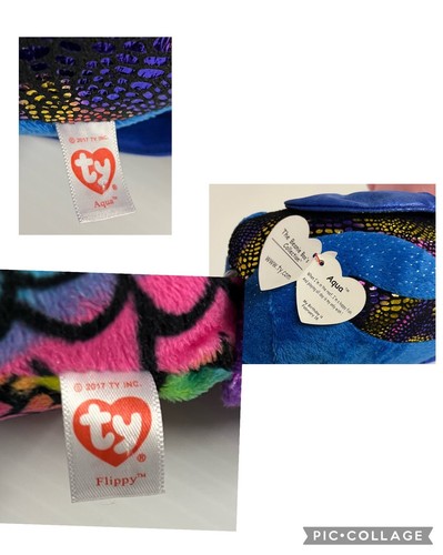2 X TY Beanie Boos Flippy & Aqua Multicoloured Fish Animal Soft Plush Toys - Picture 11 of 13