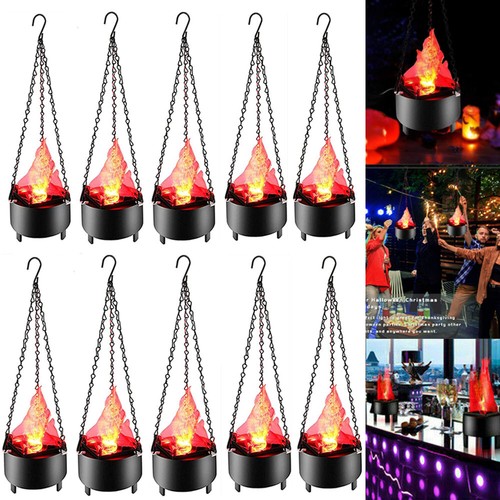 LED Fake Fire Lamp Artificial Hanging Flame Light Fire Bowl Halloween Club Props - Picture 1 of 13