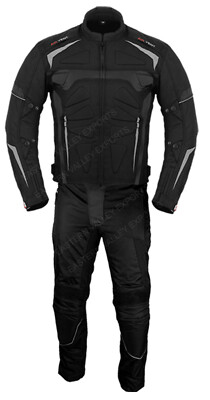 Men MotorBike MotorCycle Suit Cordura Textile Racing Suit CE Armoured Black 