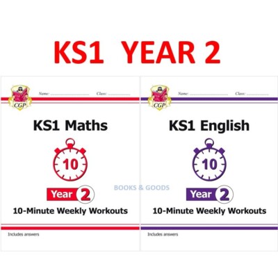 KS1 Sats Year 2 Maths English 10-Minute Weekly Workouts with Answer Ages 6-7 CGP