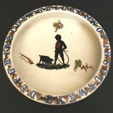 Antique Baby bowl, Nursery Ware, German, Mary Gregory style, alphabet/animals