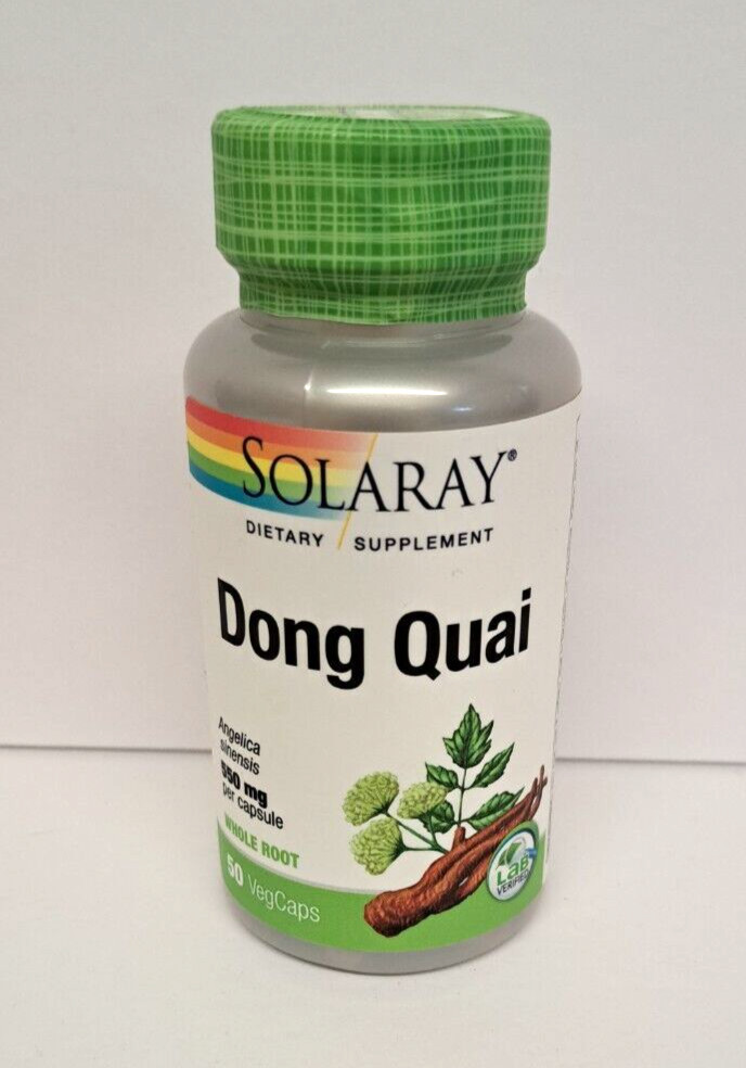 Tónico femenino de raíz entera Solaray Dong Quai 550 mg 180 cápsulas
