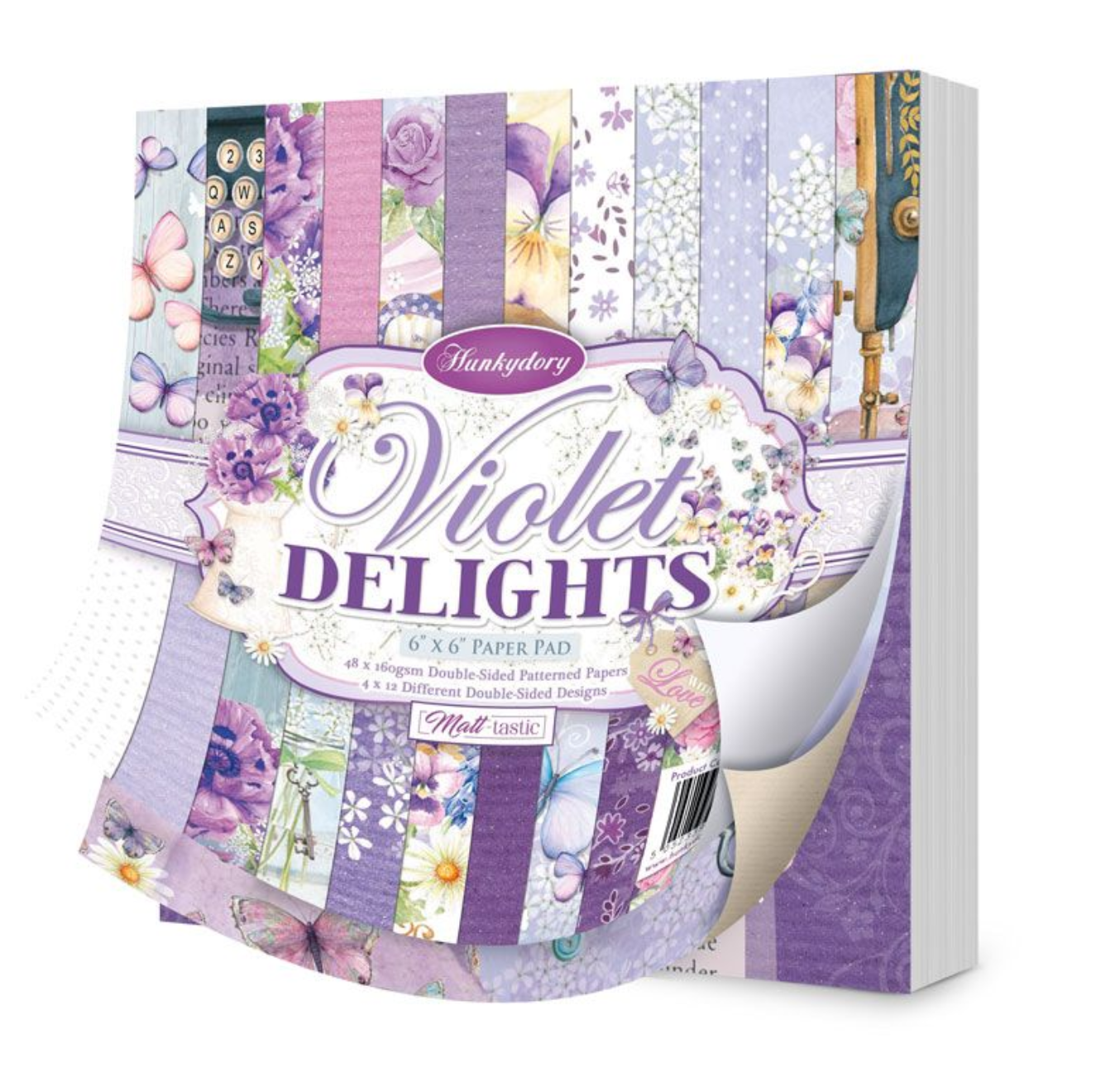 Violet Delights 6""x6"" Paper Pad - 48 Sheets - Hunkydory Crafts
