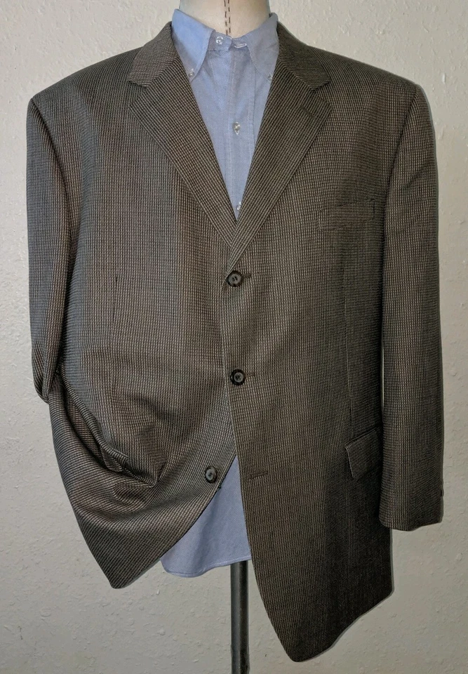 Blazer Chaqueta Abrigo Deportivo 48R Rojo Tostado Diente Cuadros Rotos Lana Texturizada Foto 3 de 4