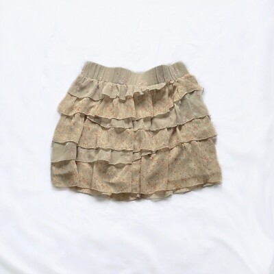 Old Navy Tan Taupe Red Yellow Print Ruffle Layered Tiered Mini