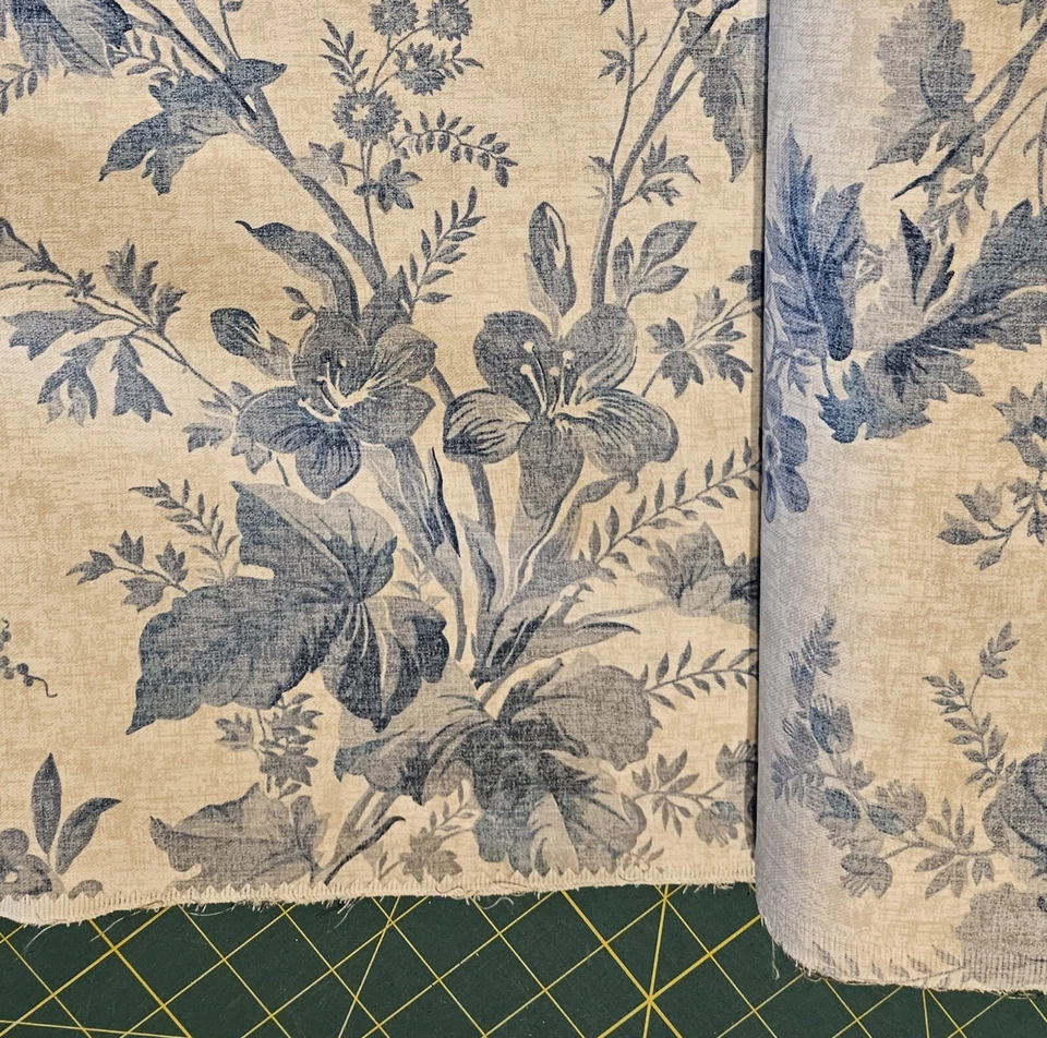 Coral Harbour Fabric Ralph Lauren NOS Blue Floral Cotton Twill BY THE YARD - Image 3 of 4